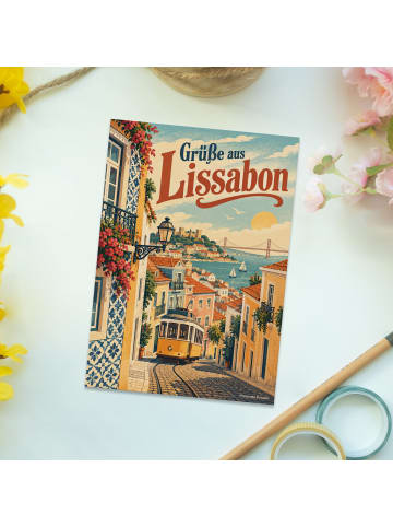 Postkarte Stadt nostalgisch Design mit Spruch in Weiß
