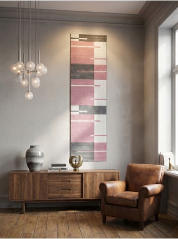 KADIMA DESIGN Teppich Kurzflor Waschbar Karo LATEMAR Strapazierfähig OEKO-TEX in Pink