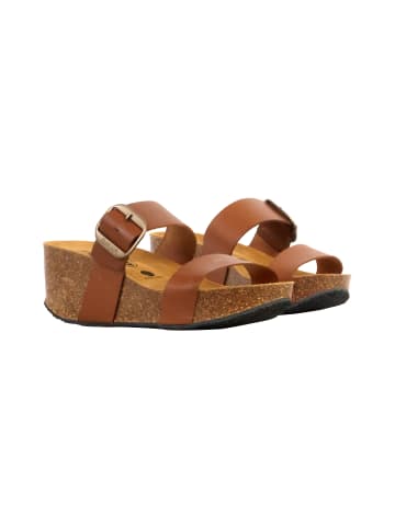 Plakton So Rock Pantoletten mit Keilabsatz aus Leder Braun