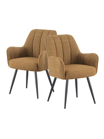 DUBI Möbel 2er-Set: Drehstuhl THOMAS-BELA in Senfgelb - (B)58 x (H)87 x  (T)62 cm