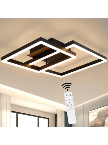 ZMH Deckenleuchte LED in schwarz dimmbar 2-flammige eckig 50W Schlafzimmerlampe