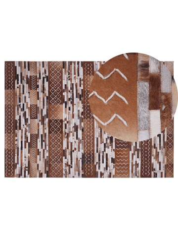 Beliani Patchwork HEREKLI in Braun - (W) 140 x (H) 1 x (L) 200 cm