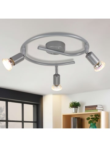 ZMH Deckenleuchte LED in Silber 3-flammige GU10 Deckenspots L 42cm