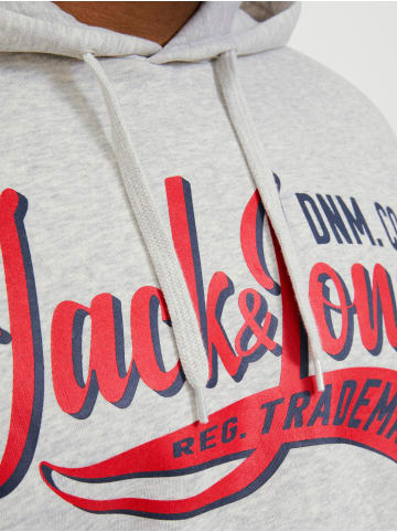 Jack & Jones Kapuzenpullover Plus Size Hoodie mit Print JJELOGO in Hellgrau