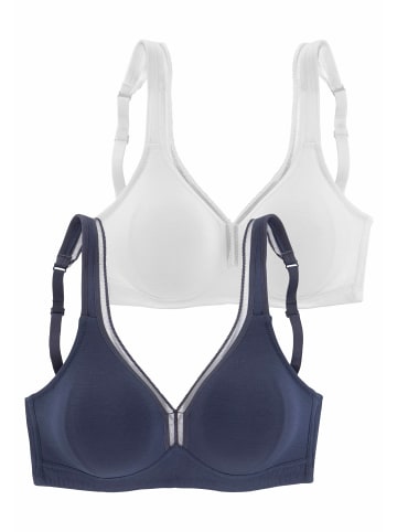 PETITE FLEUR Petite Fleur T-Shirt-BH ohne Bügel (2 Stück) in marine+weiß