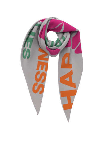 Faera Schal Schriftzug bunt modern in Grau