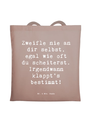 Mr. & Mrs. Panda Shopping Tasche Spruch Glaube an sich selbst mi... in Braun Pastell