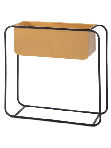 KADIMA DESIGN Moderner Blumenkübel, Metall, 60x60x24 cm, Gold/Schwarz