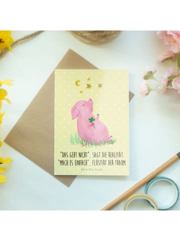 Mr. & Mrs. Panda Beileidskarte Schwein Glück mit Spruch in Gelb Pastell