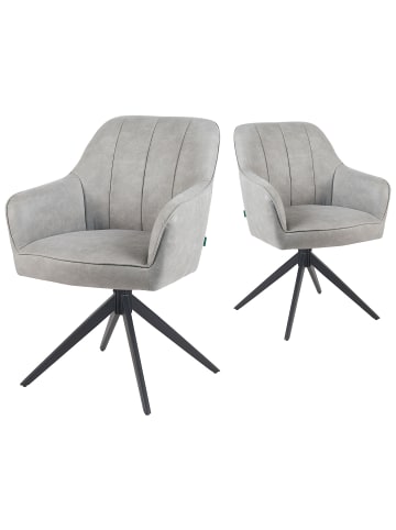DUBI Möbel 2er-Set: Drehstuhl Mika-Timo in Hellgrau - (B)60 x (H)87 x  (T)65 cm