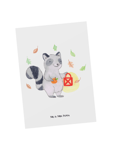 Mr. & Mrs. Panda bildkarte Waschbär Laterne ohne Spruch in Weiß