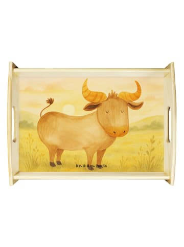 Mr. & Mrs. Panda Holztablett Sternzeichen Stier Design ohne Spruch in Weiß