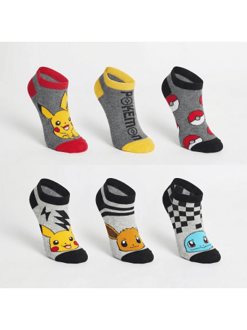 Pokémon 6er-Set: Sneaker Socken Pikachu in Mehrfarbig