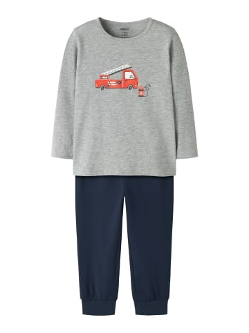 name it Schlafanzug NMMNIGHTSET GREY FIRETRUCK in grey melange