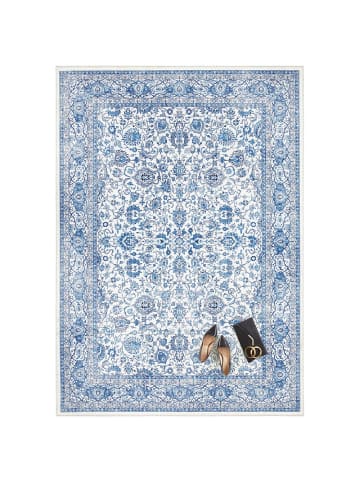 Elle Decoration Kurzflor Teppich Keshan Maschad Saphirblau