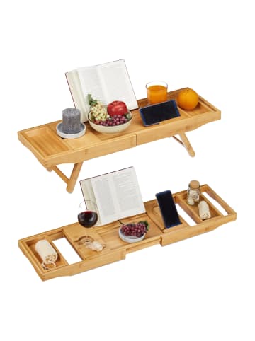 relaxdays Badewannenablage in Natur - (L)74,5-114 cm
