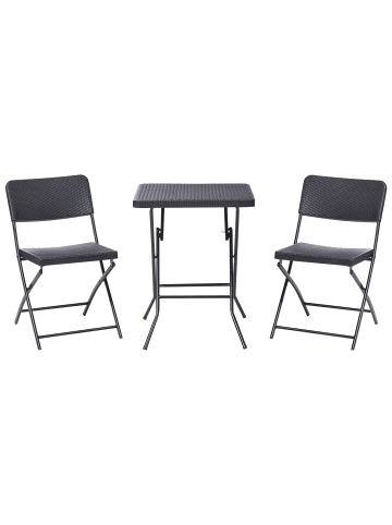 Beliani 3-tlg Bistro Set TRAPPETO in Schwarz
