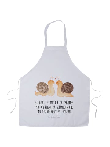 Mr. & Mrs. Panda Schürze Schnecken Liebe mit Spruch in Weiß