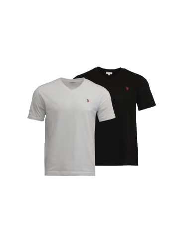 U.S. Polo Assn. 2 x 2er Set T-Shirt "Vneck " in Schwarz/Weiß