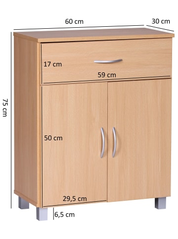 KADIMA DESIGN Sideboard mit 2 Türen & 1 Schublade: Modernes Stauraummöbel in Braun
