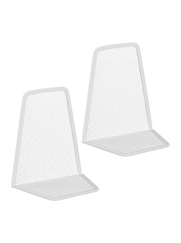 2 x Buchstütze in Weiß - (B)9 x (H)14 x (T)12 cm