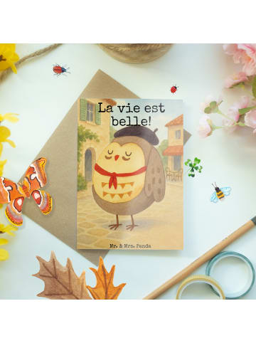 Mr. & Mrs. Panda neujahrskarte Eule Frankreich Design mit Spruch in Weiß