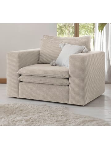 Furn.Design Sessel beige Cord, Loungesessel 110 cm