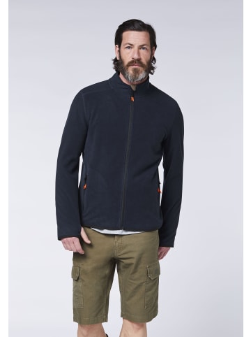 Gardena Fleece-Jacke im dezenten Logo-Look in Blau