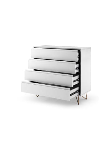 SalesFever Kommode breit 90 cm mit Stauraum - Metallbeine und MDF matt lackiert in Weiß