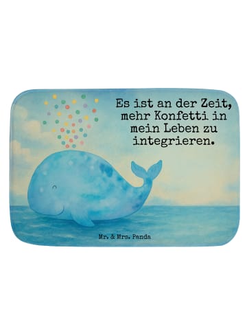 Mr. & Mrs. Panda Badematte Wal Konfetti Design mit Spruch in Weiß