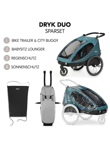 Hauck 2in1 Fahrradanhänger Sparset Dryk Duo - für in gruen,blau