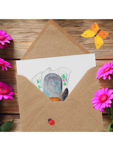 Mr. & Mrs. Panda Grußkarte Pinguin & Maus Wanderer ohne Spruch in Weiß