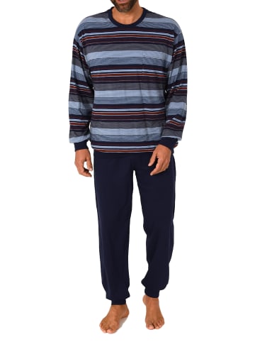 NORMANN langarm Schlafanzug Bündchen Pyjama Streifen - 81241 in braun