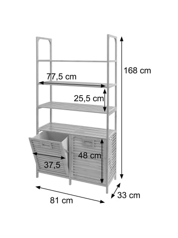 MCW Bambus Badezimmerschrank N83, Natur-weiß, Korb natur