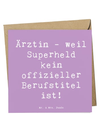 Mr. & Mrs. Panda Faltkarte Spruch Ärztin Superheld mit Spruch in Lavendeltraum
