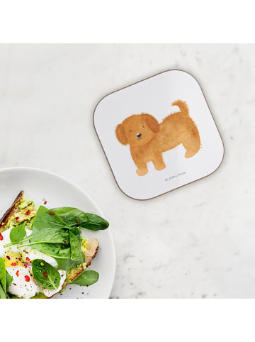 Mr. & Mrs. Panda Tischuntersetzer Hund Flauschig ohne Spruch in Weiß