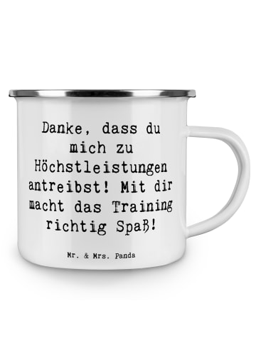 Mr. & Mrs. Panda Camping Emaille Tasse Spruch Motivierender Fitn... in Weiß