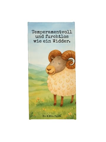 Mr. & Mrs. Panda Badehandtuch Sternzeichen Widder Design mit Spruch in Weiß