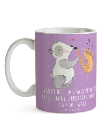 Mr. & Mrs. Panda Tasse Saxophon Kühlschrank mit Spruch in Lavendeltraum
