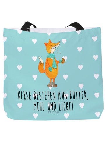 Mr. & Mrs. Panda Tasche Fuchs Keks mit Spruch in Türkis Pastell