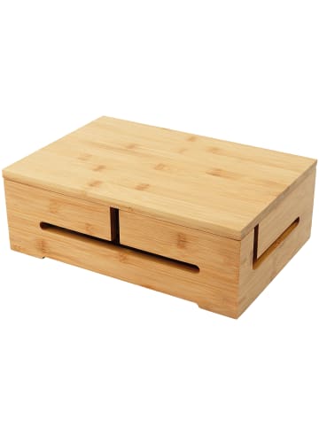 relaxdays Kabelbox in Natur - (B)32 x (H)11 x (T)22 cm