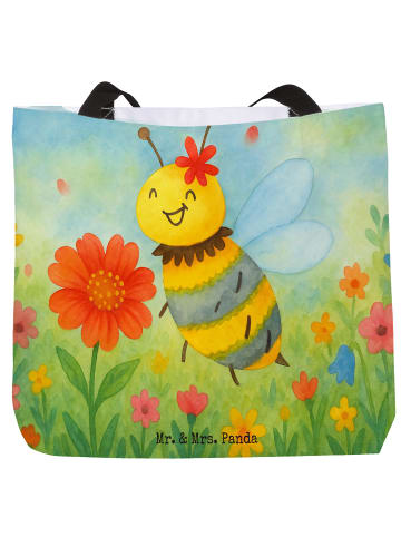 Mr. & Mrs. Panda Strandtasche Biene Blume Design ohne Spruch in Weiß