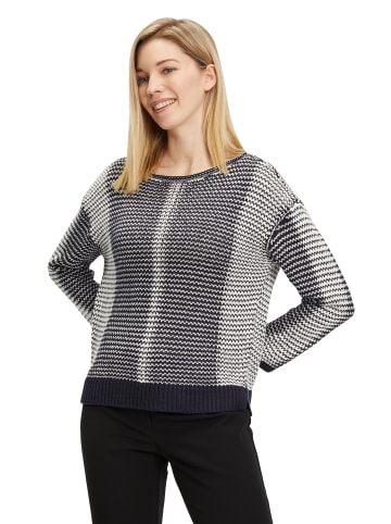 Betty Barclay Grobstrick-Pullover mit Color Blocking in Patch Dark Blue/Cream