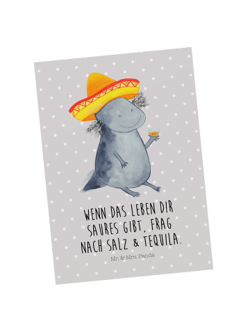 Mr. & Mrs. Panda bildkarte Axolotl Tequila mit Spruch in Grau Pastell