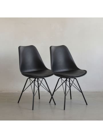 KADIMA DESIGN Skandinavische Esszimmerstühle, 2er Set, Samt oder Kunststoff in Schwarz