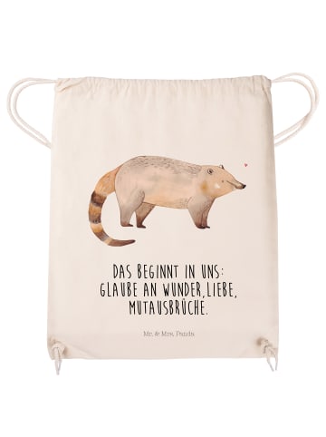 Mr. & Mrs. Panda Jutebeutel Nasenbaer mit Spruch in Creme