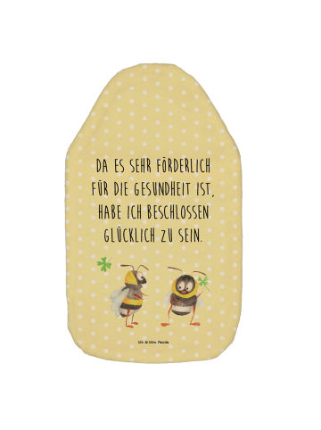Mr. & Mrs. Panda Wärmflasche Hummeln Kleeblatt mit Spruch in Gelb Pastell