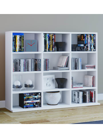 VCM  Holz CD DVD Standregal Bücherregal Regal Megosa L in Weiß