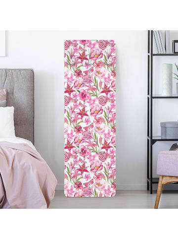 WALLART Garderobe - Pinke Blumen mit Schmetterlingen in Pink