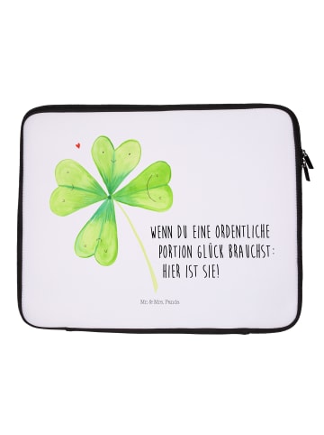 Mr. & Mrs. Panda Notebook Tasche Blume Kleeblatt mit Spruch in Weiß